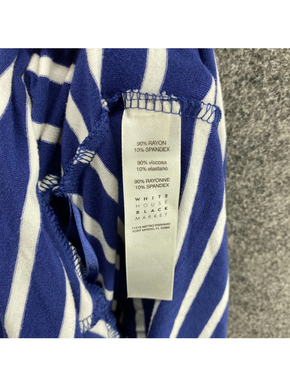 White House Black Market Striped Fit & Flare Dress Blue White Medium - Picture 8 of 8